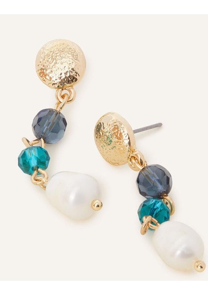 Boncuk ve Inci Detaylı Sallantılı Küpe Seti modelleri