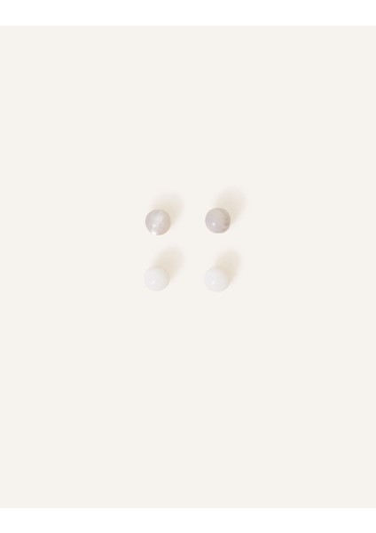 Altın Kaplama Taş Düğme Küpe Seti 2'li Paket