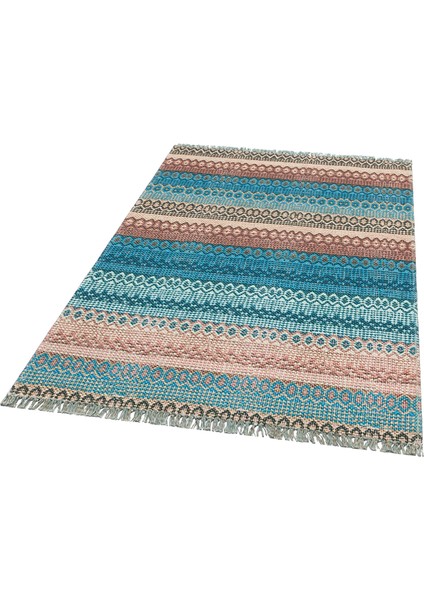 Bodrum Kilim Bd 04 Blue Nw Jüt Görünümlü Hav Toz Vermez Çift Taraflı Yıkanabilir Kilim