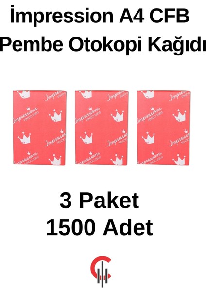 A4 Cfb Pembe Otokopi Kağıdı 3 Paket 1500 Adet