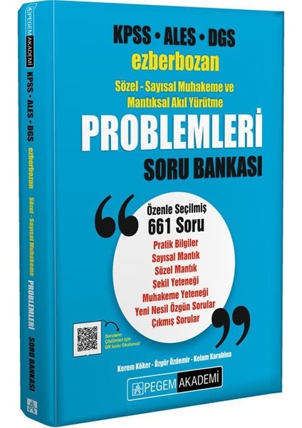 KPSS ALES DGS Ezberbozan Sözel Sayısal Problemleri Soru Bankası Pegem Akademi Yayıncılık