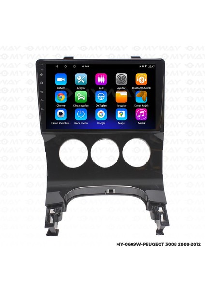 Peugeot 5008 Android 12 Multimedya Carplay 2gb RAM+32GB HDD 2009-2012 Navigasyon Ekran