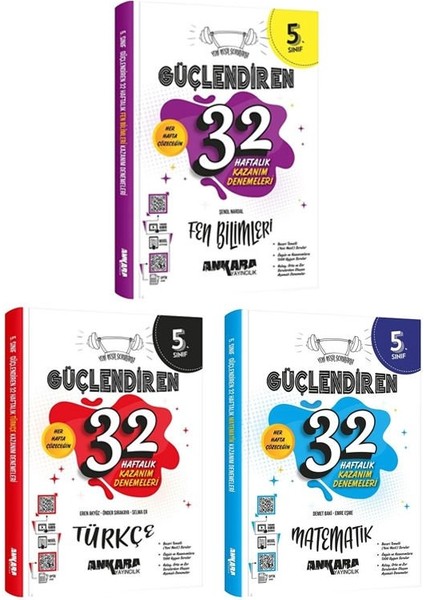5.Sınıf Türkçe Matematik Fen 32 Haftalık Kazanım Deneme 3 Kitap Set
