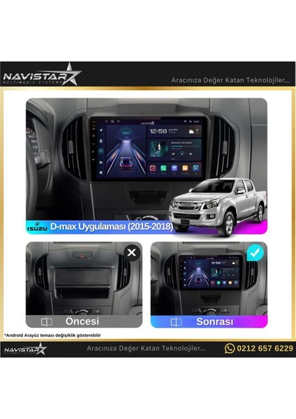 Isuzu D-Max 2015-2018 Model 4gb + 64GB Android 13 Kablosuz Carpl