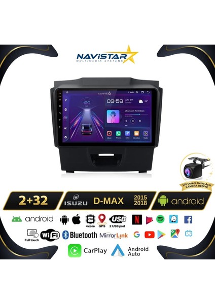 Isuzu D-Max 2015-2018 Model 2gb + 32GB Android 13 Kablosuz Carpl