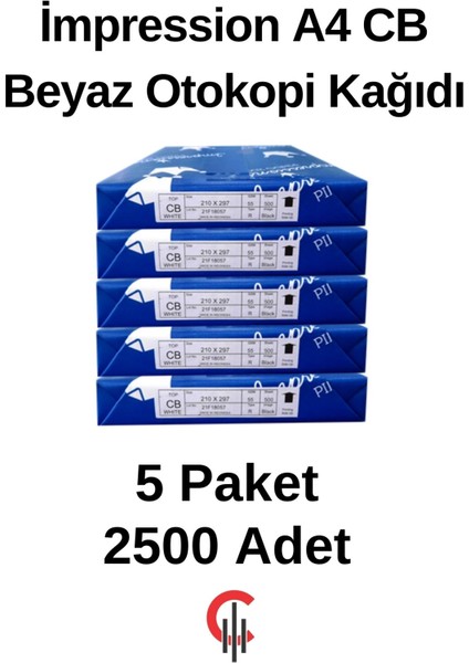 A4 Cb Beyaz Otokopi Kağıdı 5 Paket 2500
