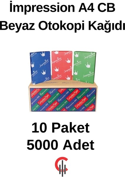 A4 Cb Beyaz Otokopi Kağıdı 10 Paket 5000 Adet
