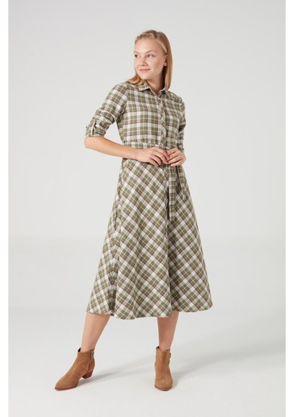 Juliet Ekoseli Gömlek Elbise