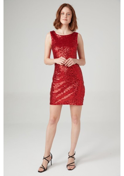 Arka V Payetli Elbise