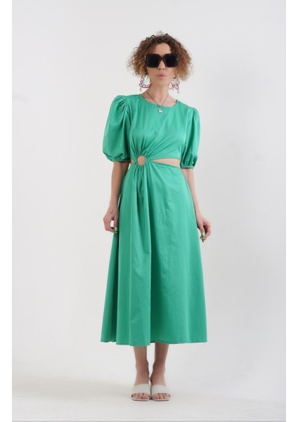 Bel Dekolteli Önü Halka Detay Elbise fiyatları