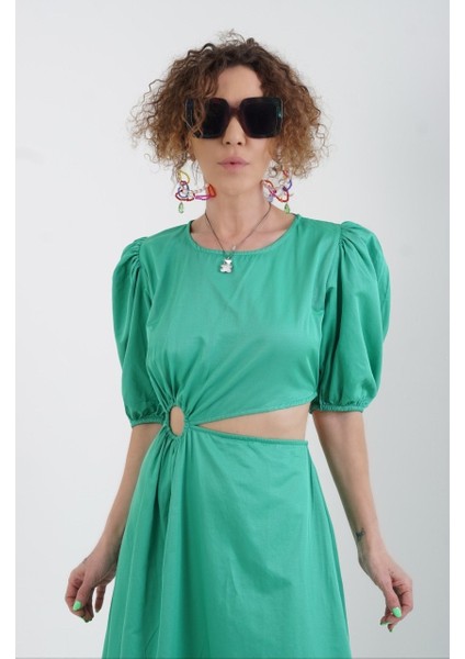 Bel Dekolteli Önü Halka Detay Elbise modelleri