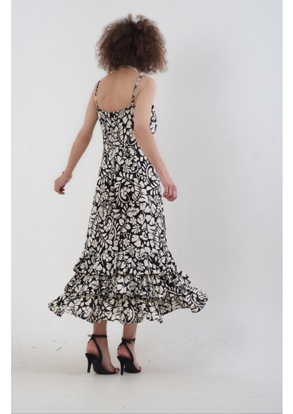 Flamenco Desenli Fırfır Detaylı Elbise