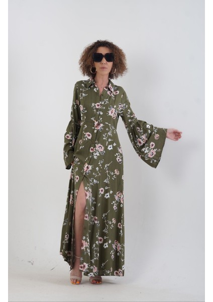 Toscana Kolları Volanlı Gömlek Elbise fırsatları