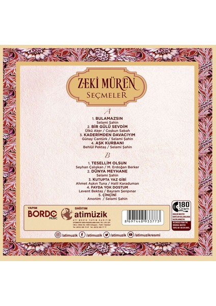 Bordo Müzik Zeki Müren / Seçmeler (Plak)