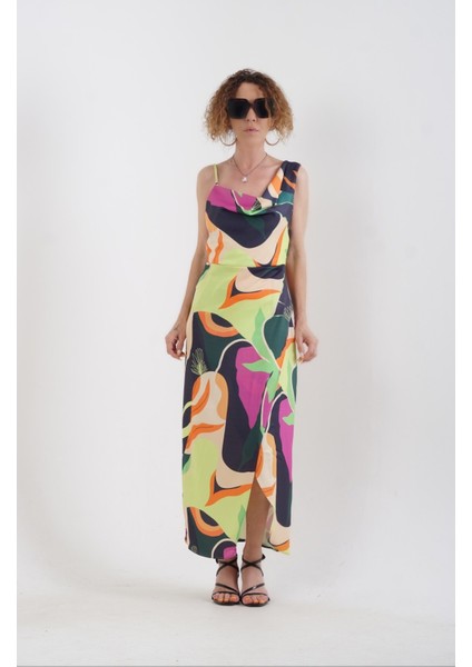 Desenli Degaje Askılı Elbise fiyatları