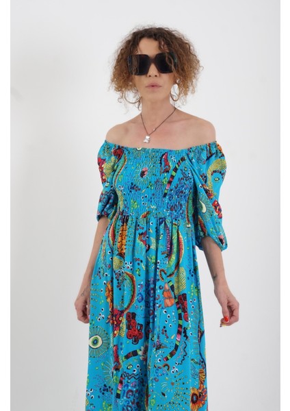 Mavi Rüya Desenli Elbise fırsatları