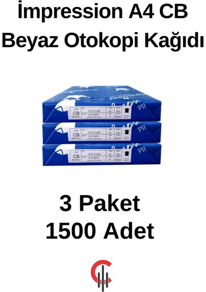 A4 Cb Beyaz Otokopi Kağıdı 3 Paket 1500 Adet