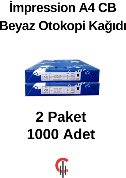 A4 Cb Beyaz Otokopi Kağıdı 2 Paket 1000 Adet