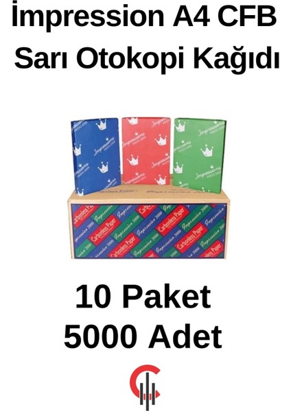 A4 Cfb Sarı Otokopi Kağıdı 10 Paket 5000 Adet
