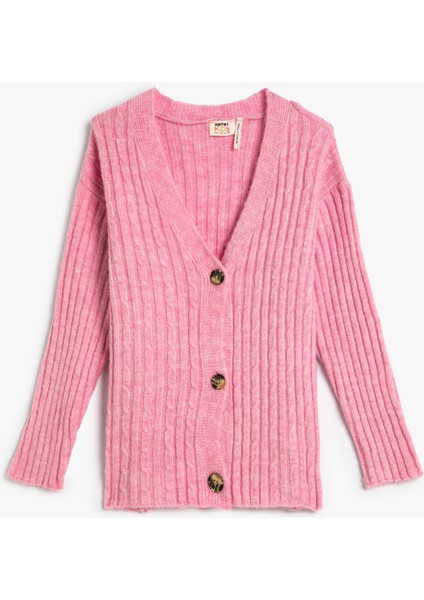 Koton Hırka Triko Yumuşak Dokulu V Yaka Düğmeli Uzun Kollu