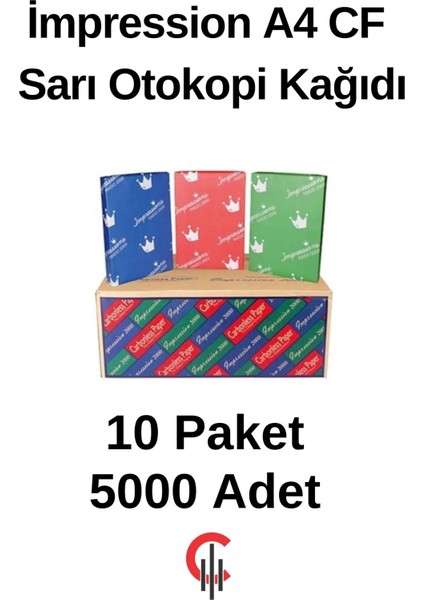 A4 Cf Sarı Otokopi Kağıdı 10 Paket 5000 Adet