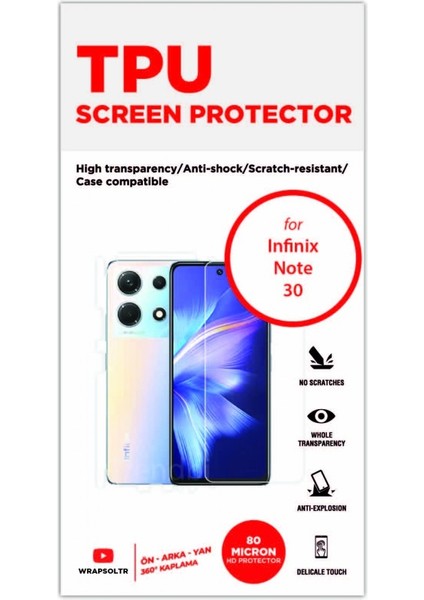 Infinix Note 30 Full Kaplama Ön Arka ve Yan 360 Derece Kaplayan Hd Film