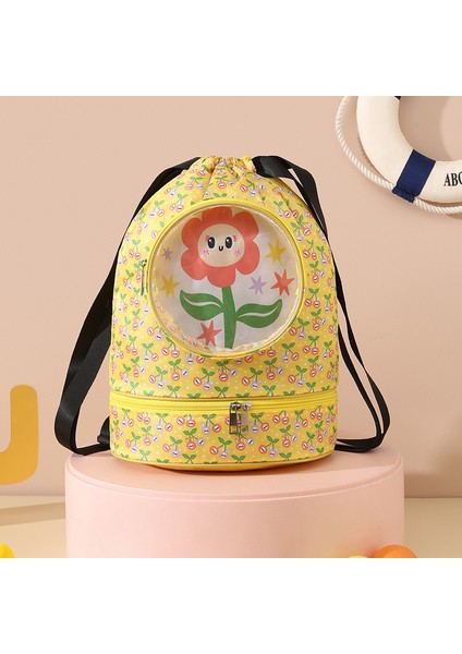 Karikatür Yüzme Çantası Büyük Kapasiteli Kuru ve Islak Ayırma Çantası Çok Fonksiyonlu Su Geçirmez Banyo Çantası Seyahat Spor Saklama Çantası (Yurt Dışından)