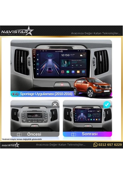 Kia Sportage 4gb + 64GB Kablosuz Carplay 2010-2016 Android 13 Na modelleri