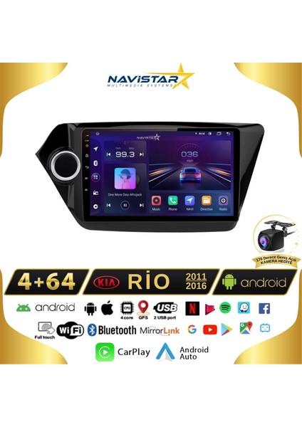 Kia Rio 2011-2016 Model 4+64 GB Android 13 Kablosuz Carplay Navi