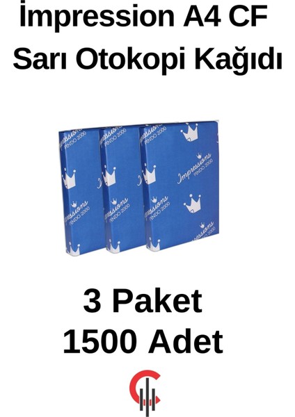 A4 Cf Sarı Otokopi Kağıdı 3 Paket 1500 Adet