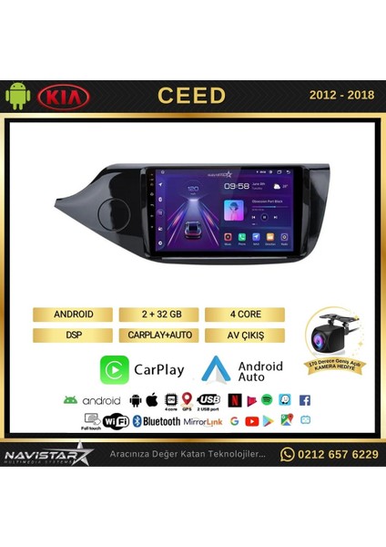 Kia Ceed 2012-2018 Model 2+32GB Android 13 Kablosuz Carplay Navi fiyatları