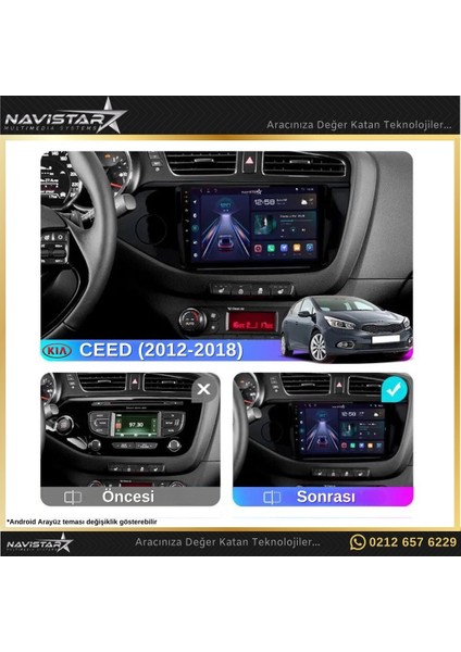 Kia Ceed 2012-2018 Model 2+32GB Android 13 Kablosuz Carplay Navi modelleri