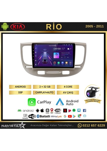 Kia Rio2 2005-2011 Model 2+32GB Android 13 Kablosuz Carplay Navi fiyatları