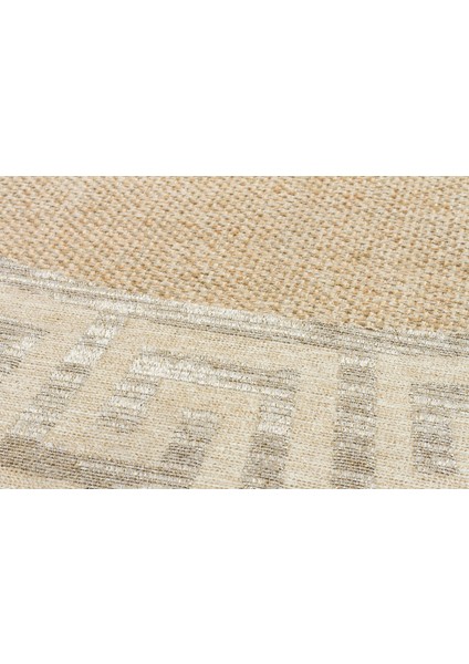 Brooklyn BRK11 Natural Whıte Yuvarlak Hasır Görünümlü Kaymaz Modern Şık Dokuma Kilim