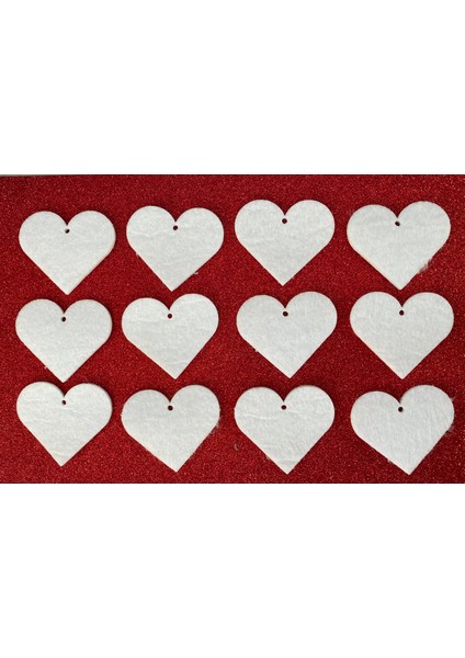 Beyaz Keçe Kalp Yılbaşı Ağacı Süs Seti 12 Li fırsatları