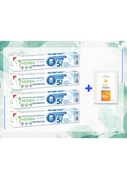 Bitki Özlü Diş Diş Macunu 4'lü + Cozmoderm Tester Güneş Kremi Hediyeli