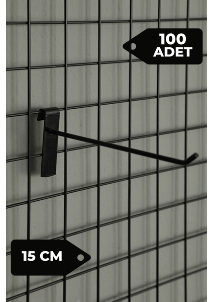 15 cm Siyah Tel Pano Kancası Raf Askısı