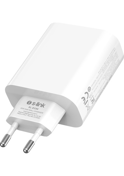 SL-EC69 Gan Pd 65W / Qc 18W Type Usb-C +Usb A Hızlı Beyaz Ev/notebook Şarj Adaptör