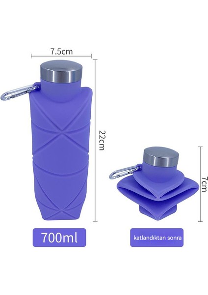 Iki Paket 700 ml Açık Hava Sporları Platin Silikon Elmas Şekilli Katlanır Bardak (Yurt Dışından)