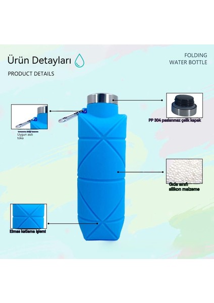 Iki Paket 700 ml Açık Hava Sporları Platin Silikon Elmas Şekilli Katlanır Bardak (Yurt Dışından) indirimleri