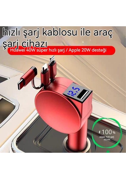 Geri Çekilebilir Araba Hızlı Şarj Çok Fonksiyonlu 60W Bire Üç Şarj Kablosu (Yurt Dışından) fiyatları