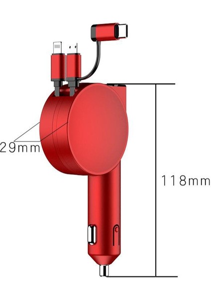 Geri Çekilebilir Araba Hızlı Şarj Çok Fonksiyonlu 60W Bire Üç Şarj Kablosu (Yurt Dışından) fırsatları