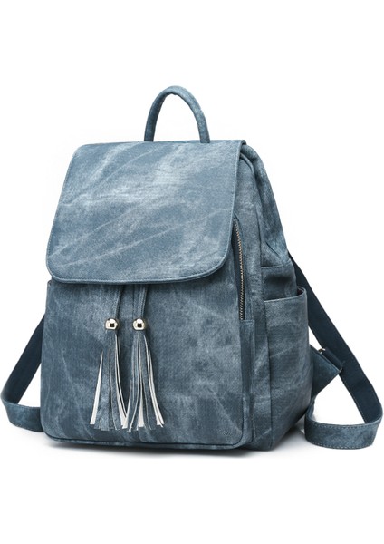 Büyük Kapasiteli, Dolgulu Denim Sırt Çantası (Yurt Dışından)