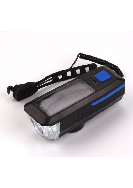 Güneş USB Şarj Edilebilir Boynuz Bisiklet Ön Işık (Yurt Dışından)