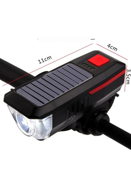 Güneş USB Şarj Edilebilir Boynuz Bisiklet Ön Işık (Yurt Dışından)