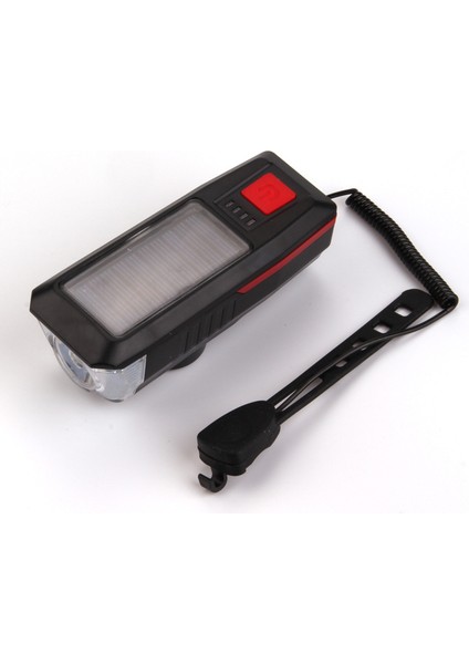 Güneş USB Şarj Edilebilir Boynuz Bisiklet Ön Işık (Yurt Dışından)