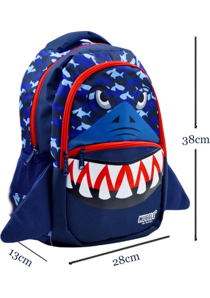 3 Bölmeli Shark Okul Sırt Çantası Mavi MU 9567 fiyatları