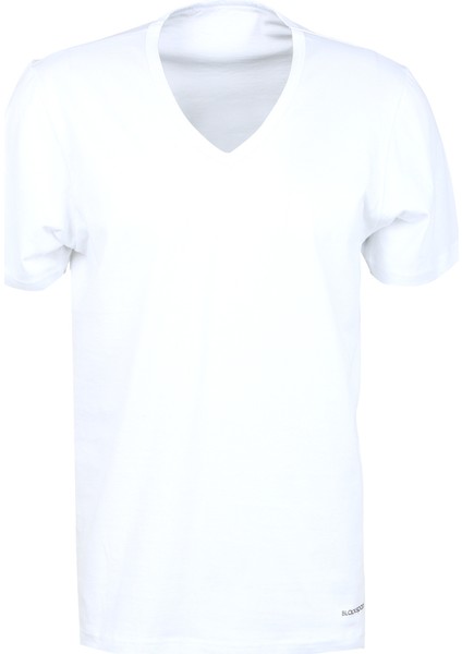 V Yaka Düz Beyaz Erkek T-Shirt 9639