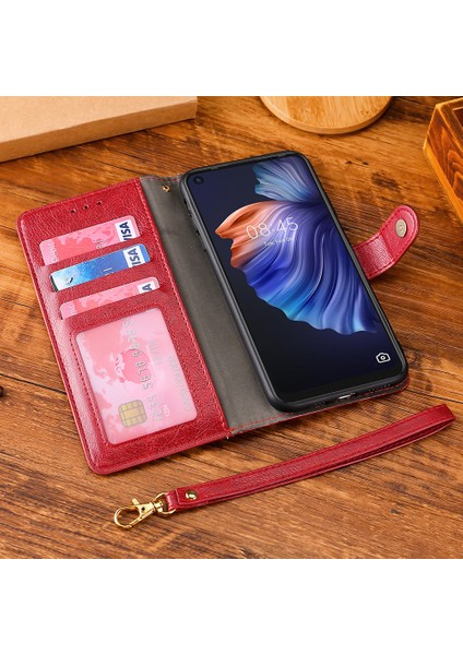 Kart Yuvalı Huawei Honor Magic 4 Pro Deri Telefon Kılıfı Için Telefon Kılıfı (Yurt Dışından)