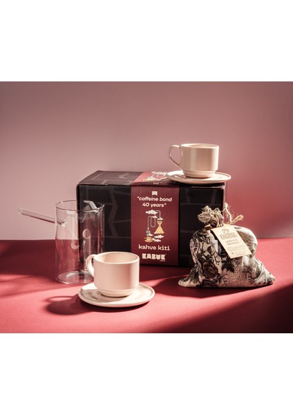 Kahve Kiti Hediye Kutusu Seti Coffee Kit - Konsept El Yapımı Toprak Ürünler - Cezve Türk Kahvesi Fincanı-Ev Hediyesi